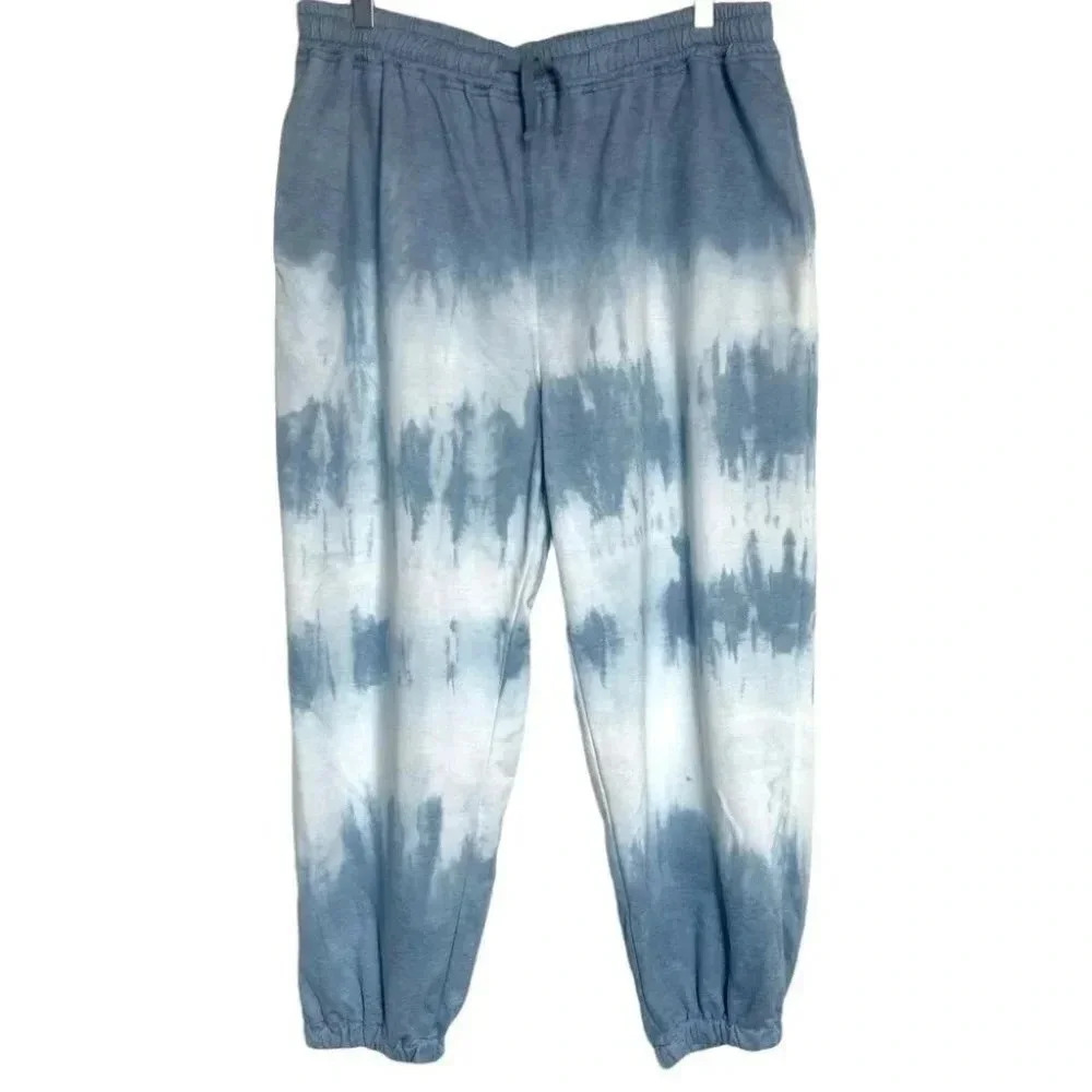 Hayden‎ Los Angeles 1XL blue +white tie dyed sweatpants with pockets